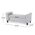 Banc de rangement ottoman rembourré avec couvercle capitonné et accoudoirs roulés