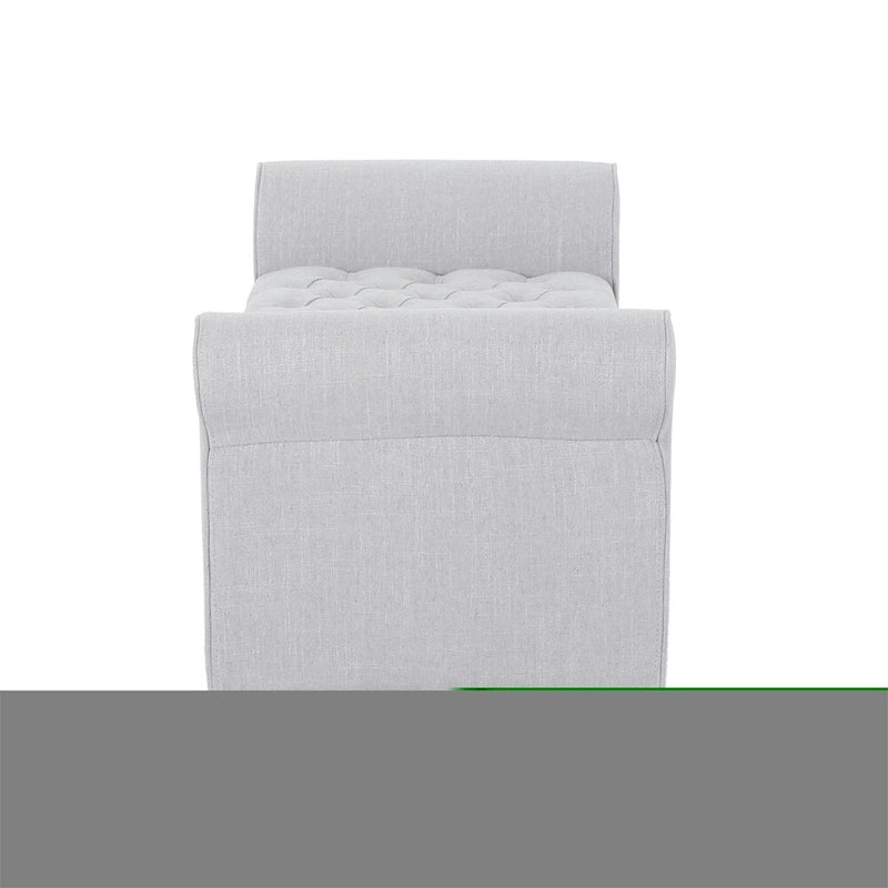 Banc de rangement ottoman rembourré avec couvercle capitonné et accoudoirs roulés