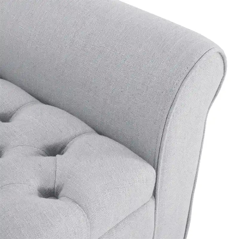 Banc de rangement ottoman rembourré avec couvercle capitonné et accoudoirs roulés