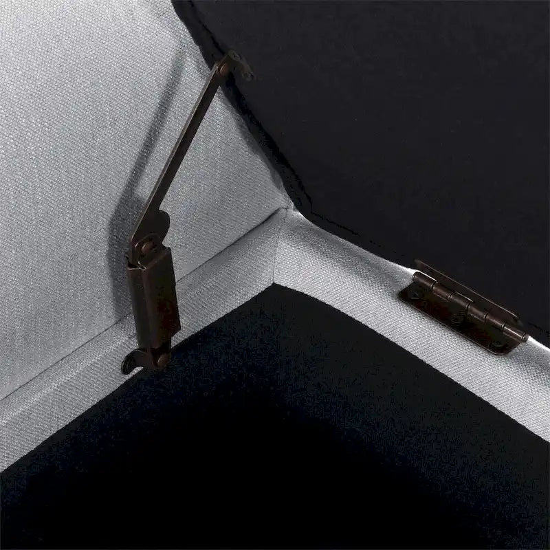Banc de rangement ottoman rembourré avec couvercle capitonné et accoudoirs roulés