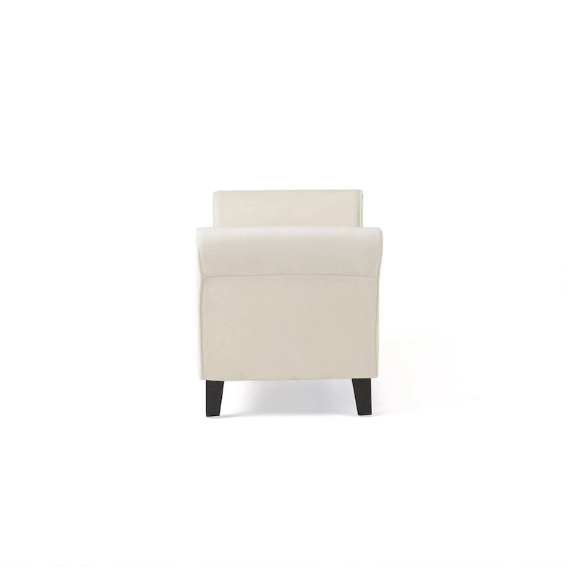 Banc de rangement ottoman rembourré avec couvercle capitonné et accoudoirs roulés
