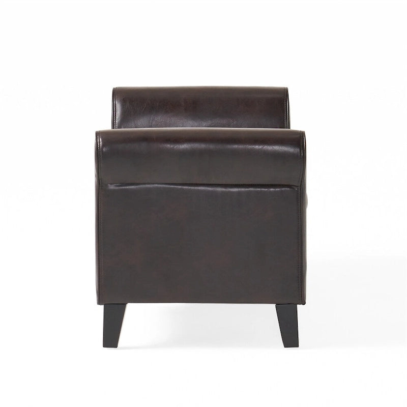 Banc de rangement ottoman rembourré avec couvercle capitonné et accoudoirs roulés