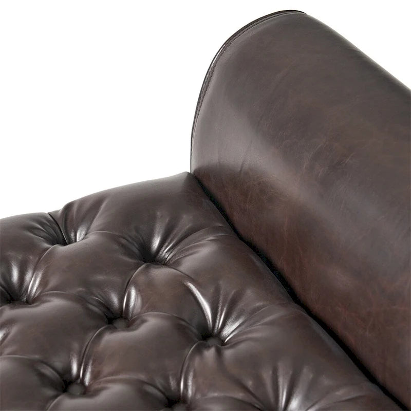 Banc de rangement ottoman rembourré avec couvercle capitonné et accoudoirs roulés