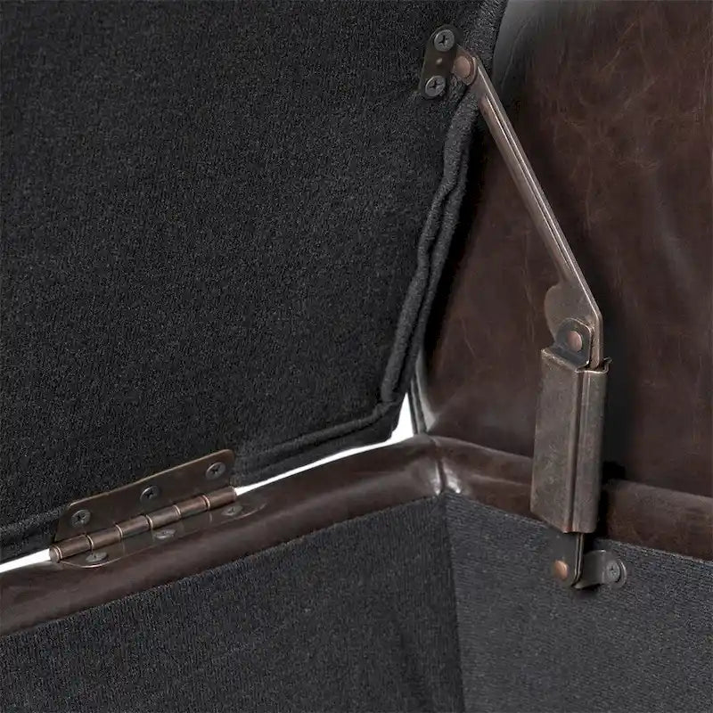 Banc de rangement ottoman rembourré avec couvercle capitonné et accoudoirs roulés