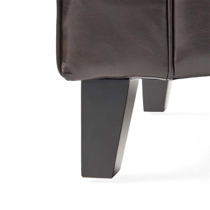 Banc de rangement ottoman rembourré avec couvercle capitonné et accoudoirs roulés