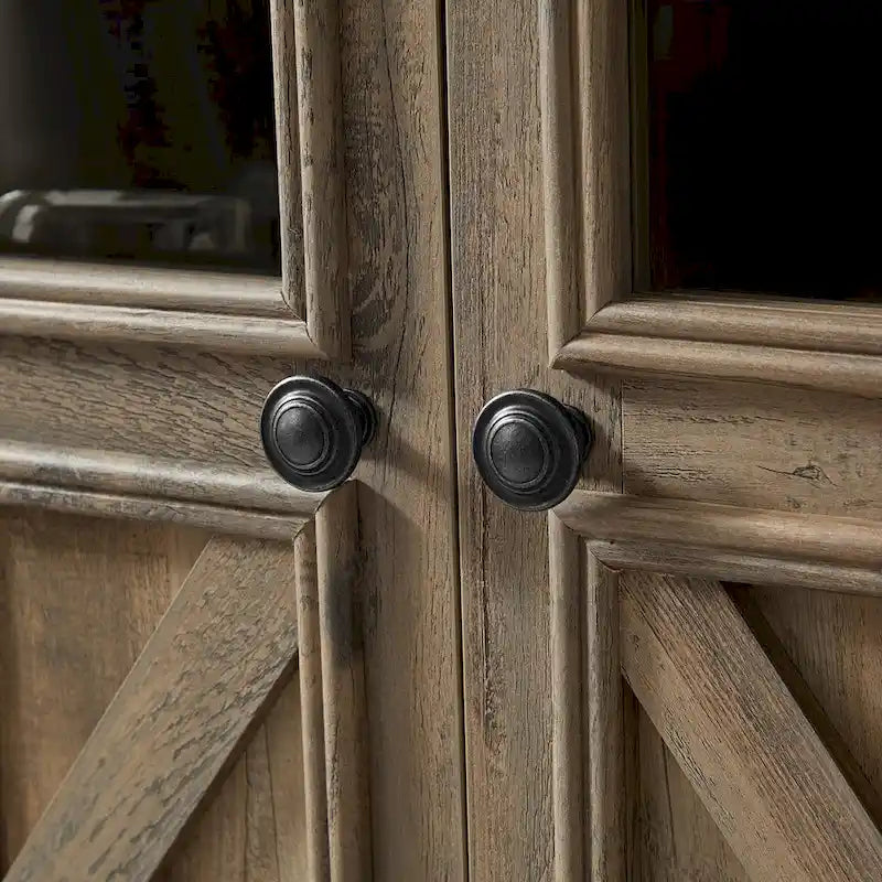 Bahut de ferme à 3 portes avec panneaux en verre, couleur marron expresso