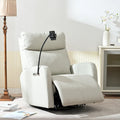 Fauteuil inclinable électrique pivotant et berçant gris clair avec port USB et support de téléphone