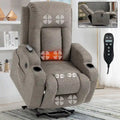Fauteuil inclinable releveur électrique avec massage, chaleur et porte-gobelets, marron