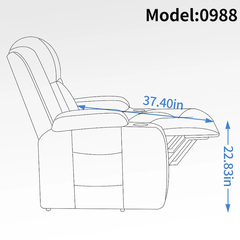 Fauteuil inclinable releveur électrique avec massage, chaleur et porte-gobelets, marron