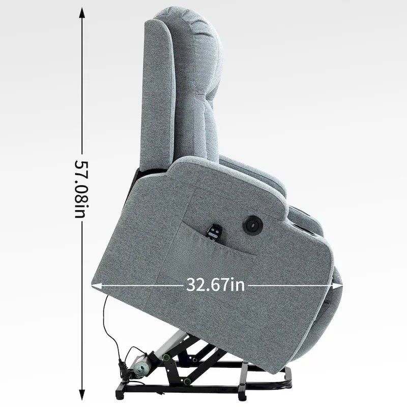 Fauteuil inclinable releveur électrique avec massage, chaleur et porte-gobelets, marron