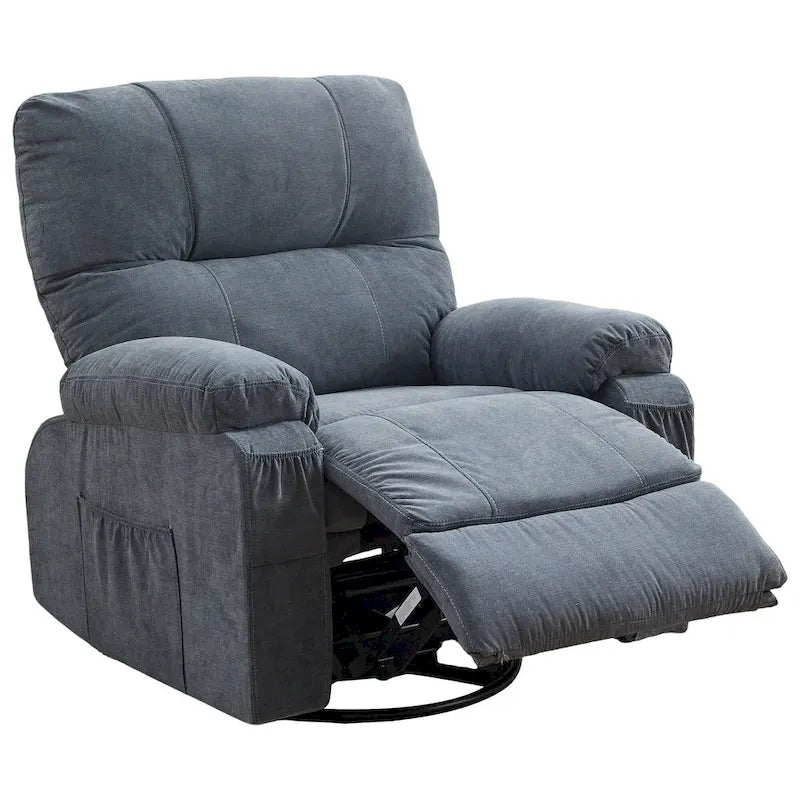 Fauteuil inclinable en tissu pivotant à 360° avec repose-pieds escamotable et poches latérales
