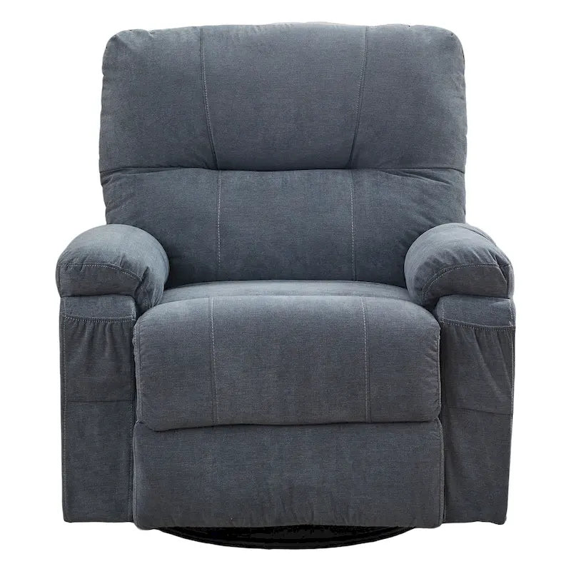 Fauteuil inclinable en tissu pivotant à 360° avec repose-pieds escamotable et poches latérales