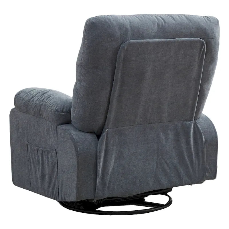 Fauteuil inclinable en tissu pivotant à 360° avec repose-pieds escamotable et poches latérales
