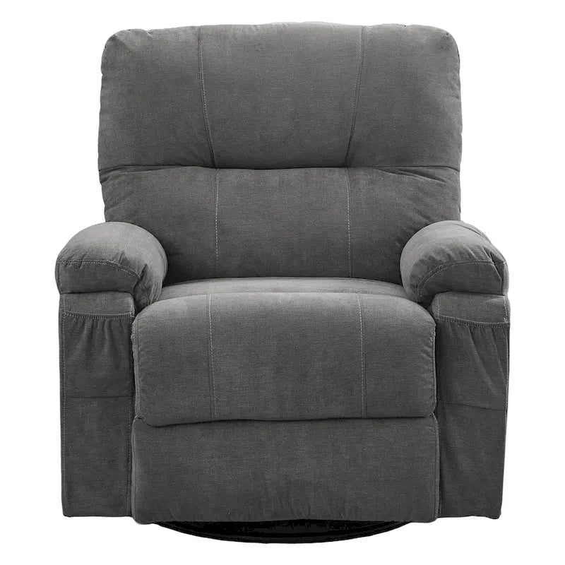 Fauteuil inclinable en tissu pivotant à 360° avec repose-pieds escamotable et poches latérales