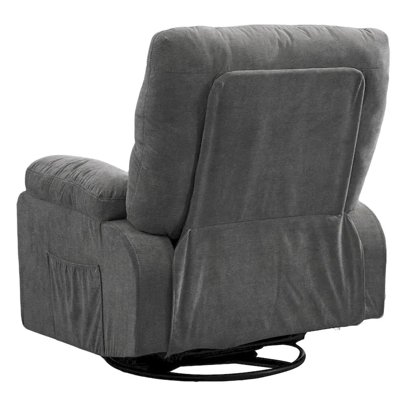 Fauteuil inclinable en tissu pivotant à 360° avec repose-pieds escamotable et poches latérales