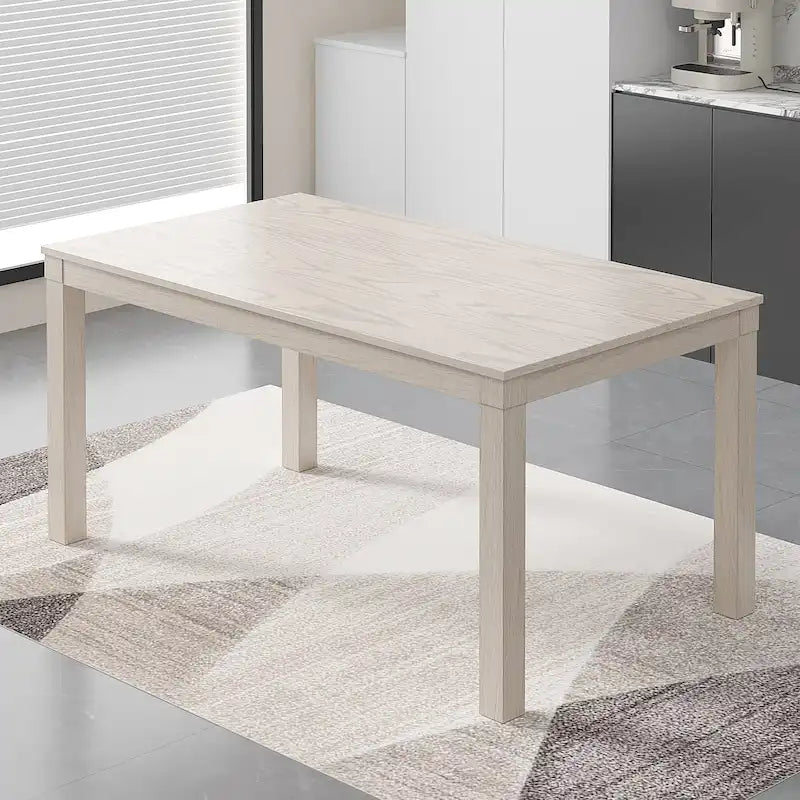 Table à manger rectangulaire en bois de pin massif de 63 pouces avec finition brossée, Gris
