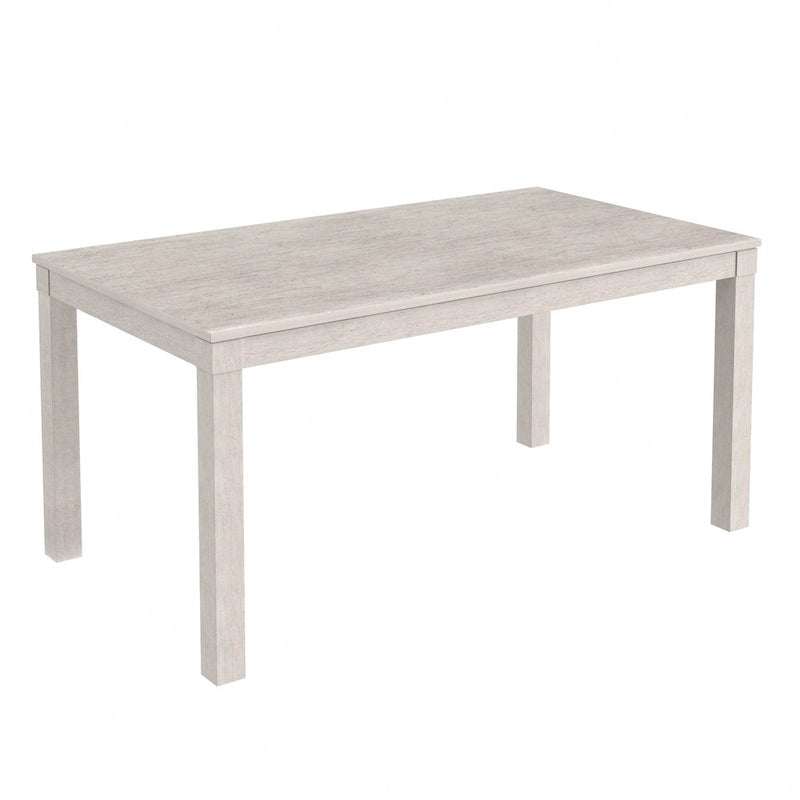 Table à manger rectangulaire en bois de pin massif de 63 pouces avec finition brossée, Gris