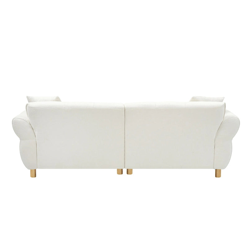 Canapé 3 places Mid-Century Modern en tissu Teddy Beige Vert Jaune