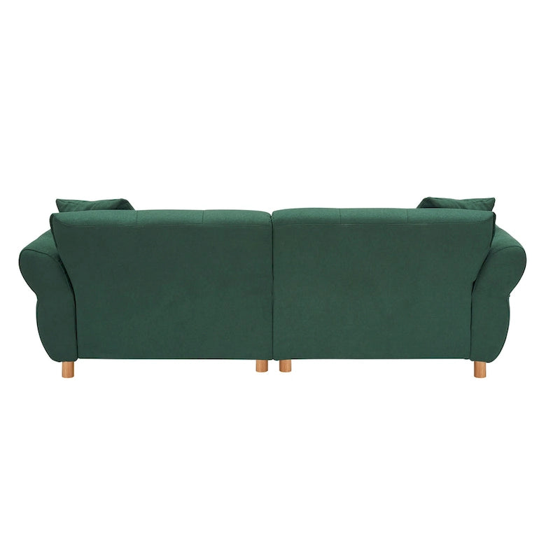 Canapé 3 places Mid-Century Modern en tissu Teddy Beige Vert Jaune