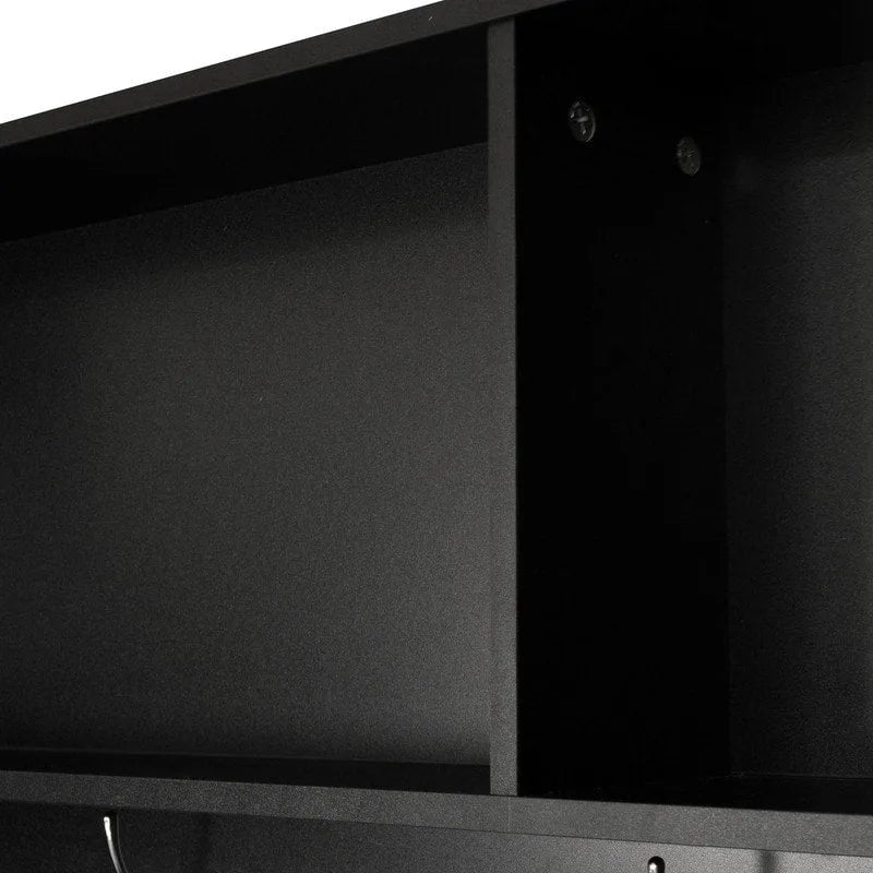 Portemanteau d'entrée noir avec armoire à chaussures, banc et patères