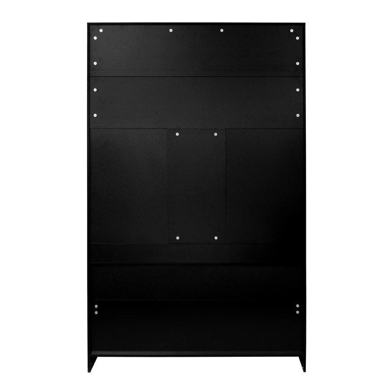 Portemanteau d'entrée noir avec armoire à chaussures, banc et patères