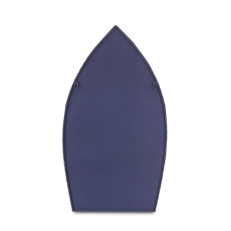 Étagère Murale Décorative en Forme de Barque Côtière, Bleu Marine Blanc, Bois et Métal