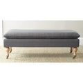 Banc ottoman rembourré à dessus oreiller avec pieds tournés et roulettes, Gris Acier