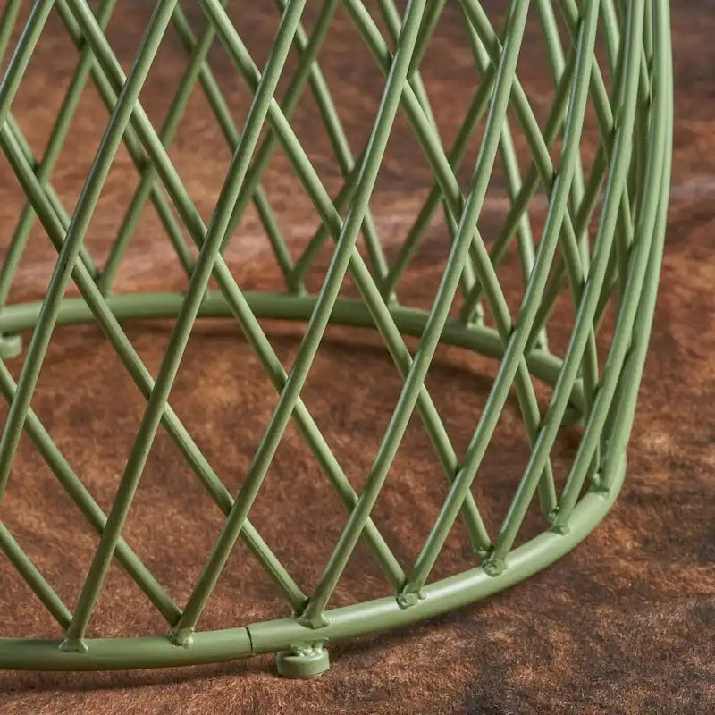 Guéridon en fer forgé à treillis rond jaune bleu sarcelle vert fabriqué à la main