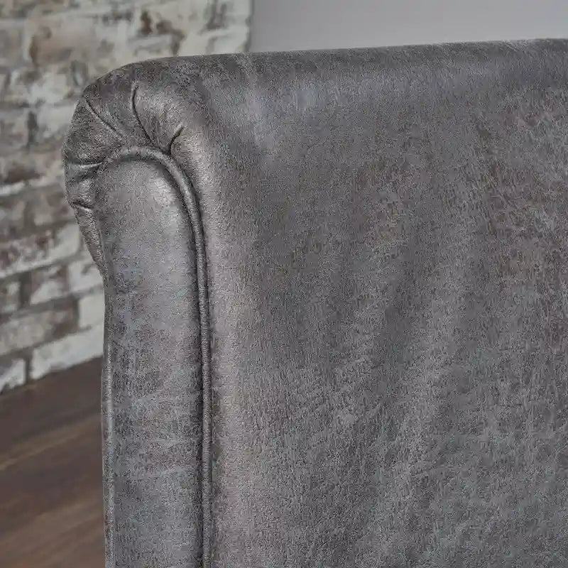 Fauteuil inclinable dossier inclinable en microfibre traditionnelle couleur ardoise, avec accoudoirs roulés