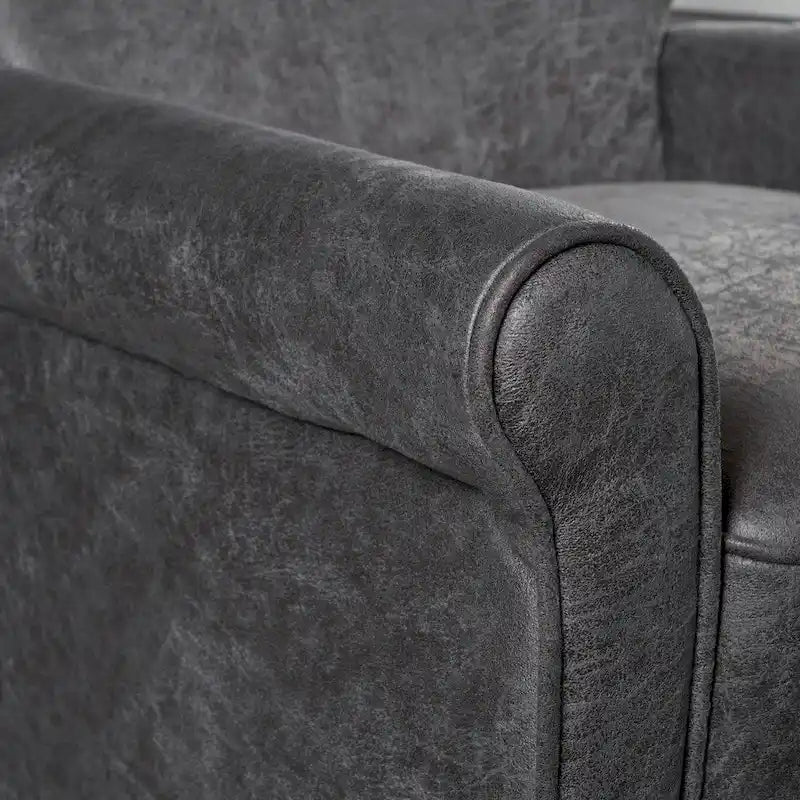 Fauteuil inclinable dossier inclinable en microfibre traditionnelle couleur ardoise, avec accoudoirs roulés