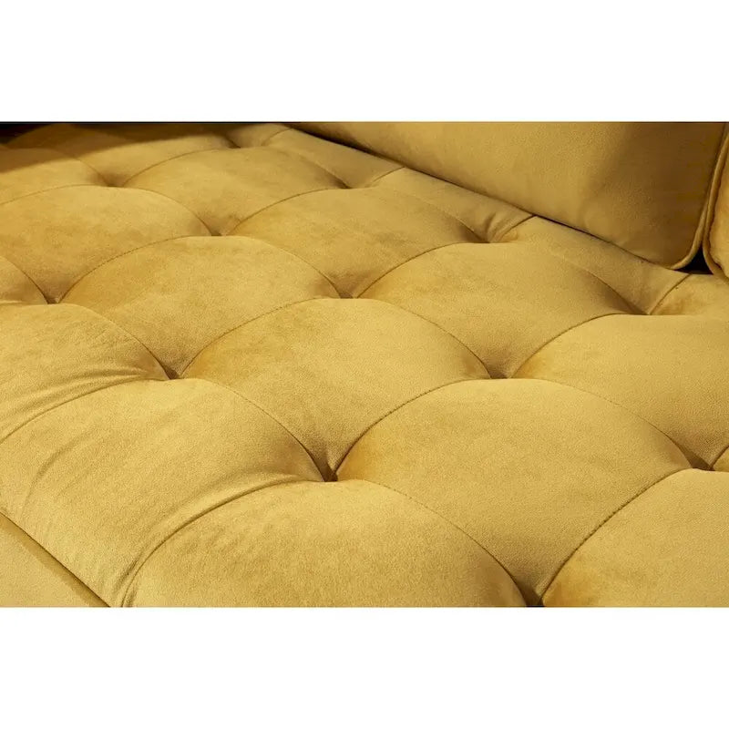 Canapé 3 places touffeté en velours moderne du milieu du siècle avec traversins