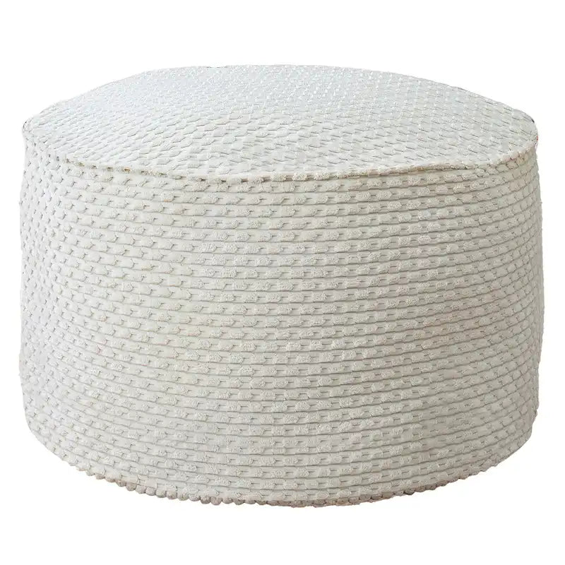 Grand pouf rond texturé en velours côtelé Chocolat Moutarde Sarcelle Rose Poudré Ivoire