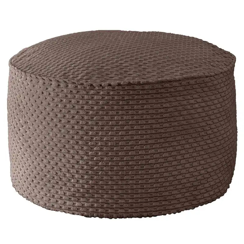 Grand pouf rond texturé en velours côtelé Chocolat Moutarde Sarcelle Rose Poudré Ivoire