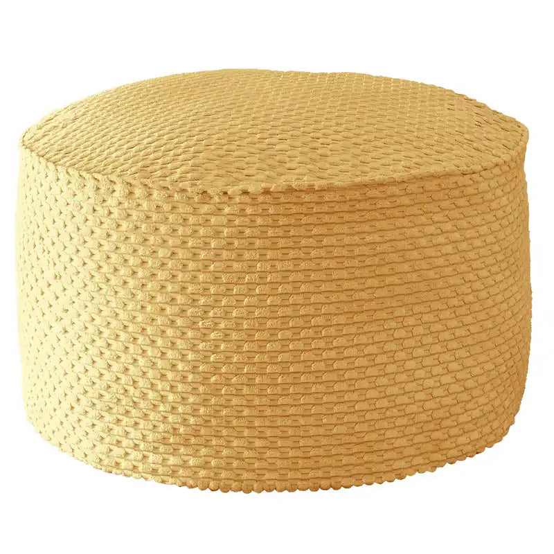 Grand pouf rond texturé en velours côtelé Chocolat Moutarde Sarcelle Rose Poudré Ivoire