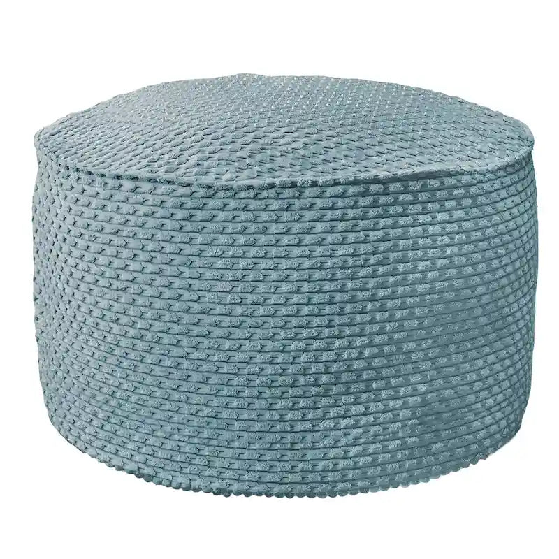 Grand pouf rond texturé en velours côtelé Chocolat Moutarde Sarcelle Rose Poudré Ivoire