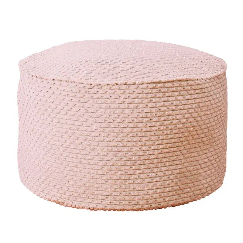 Grand pouf rond texturé en velours côtelé Chocolat Moutarde Sarcelle Rose Poudré Ivoire