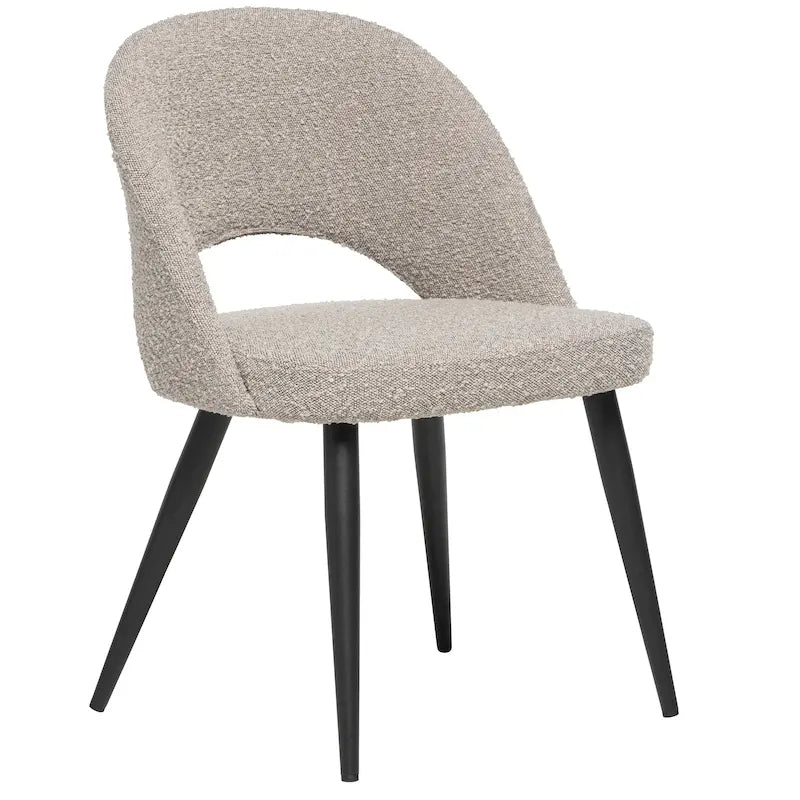 Chaise de salle à manger en tissu bouclé, style scandinave, avec pieds en métal noir