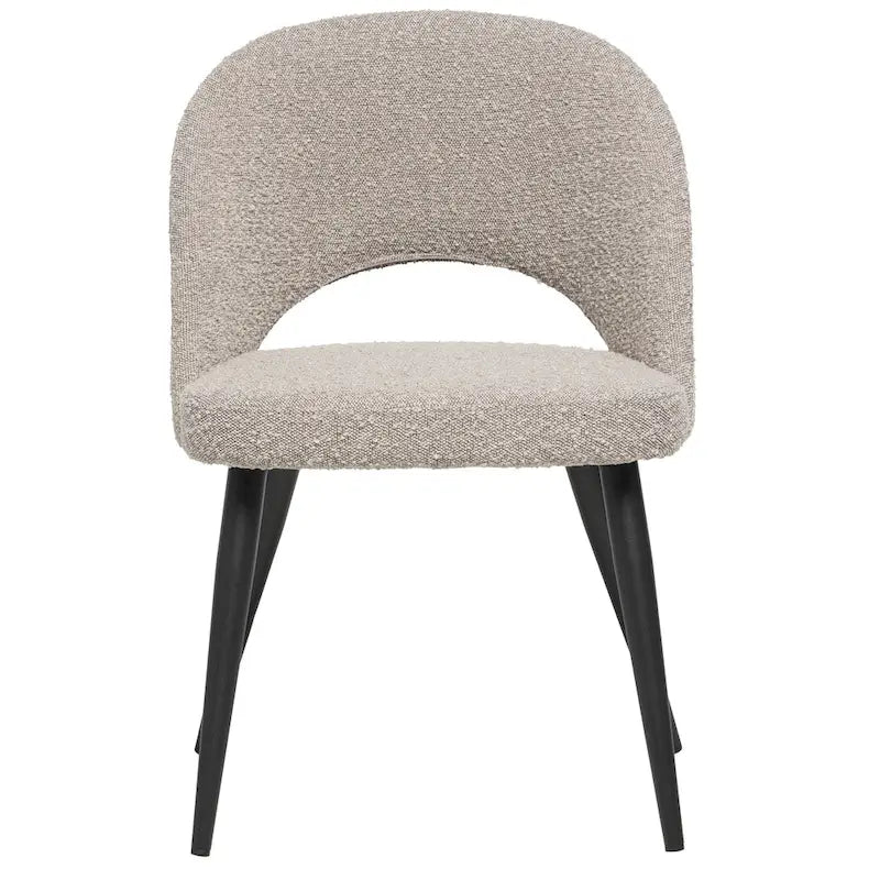 Chaise de salle à manger en tissu bouclé, style scandinave, avec pieds en métal noir