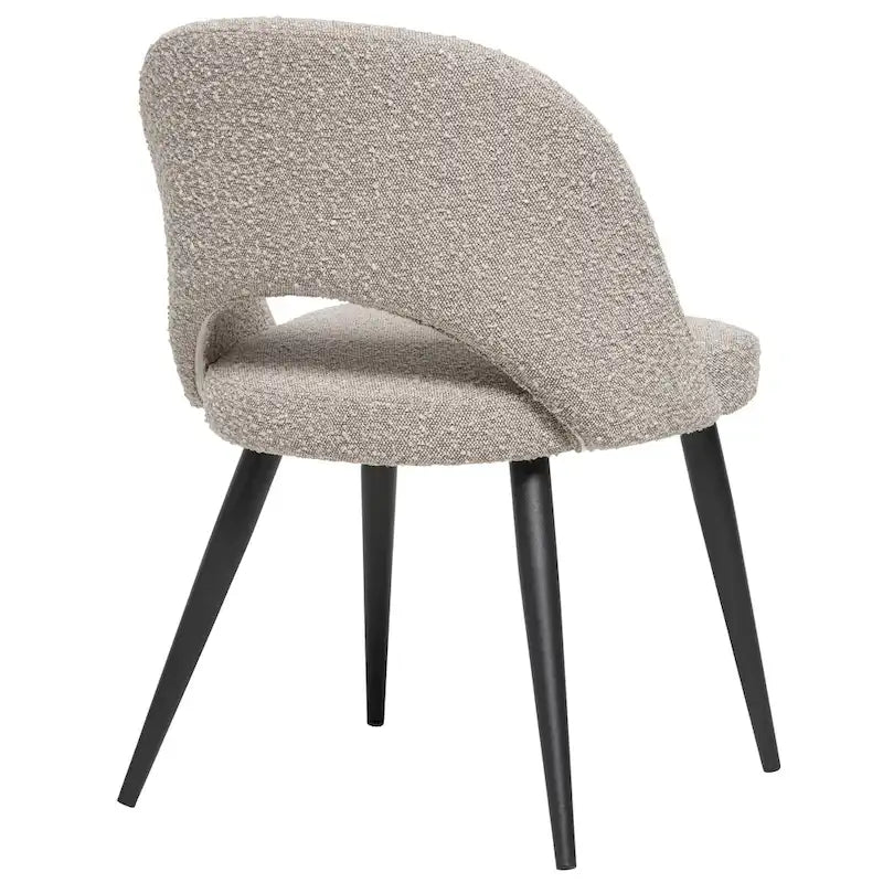 Chaise de salle à manger en tissu bouclé, style scandinave, avec pieds en métal noir