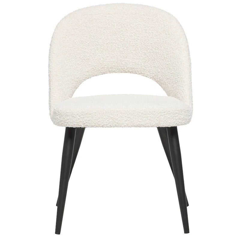 Chaise de salle à manger en tissu bouclé, style scandinave, avec pieds en métal noir