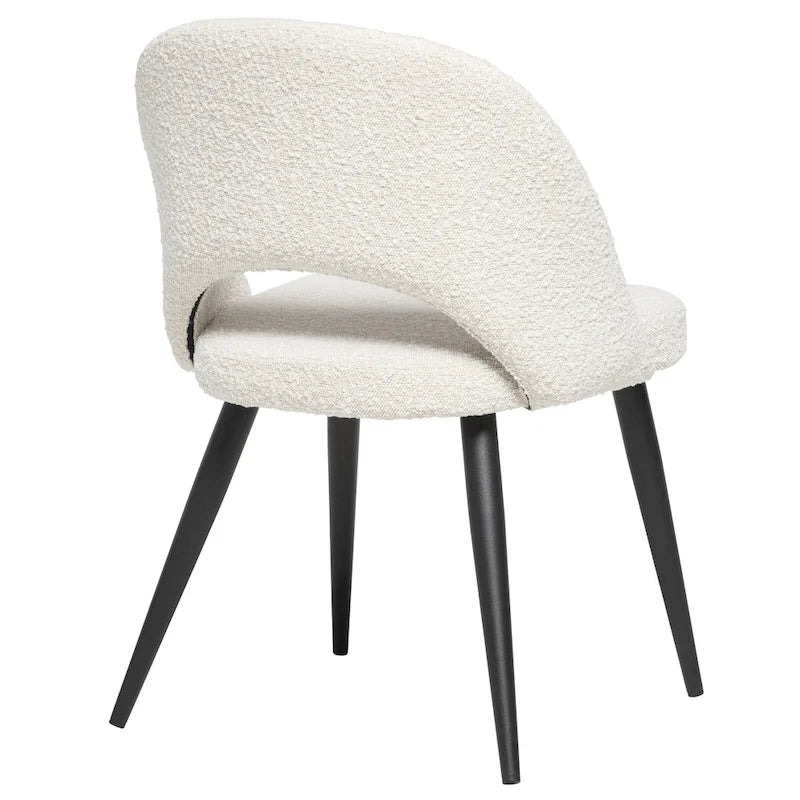 Chaise de salle à manger en tissu bouclé, style scandinave, avec pieds en métal noir