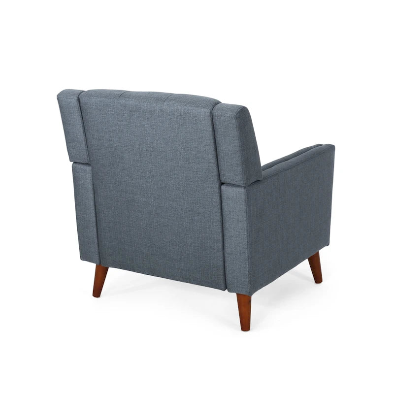 Fauteuil club capitonné Mid-Century Modern avec pieds en bois de bouleau
