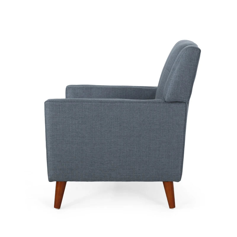 Fauteuil club capitonné Mid-Century Modern avec pieds en bois de bouleau