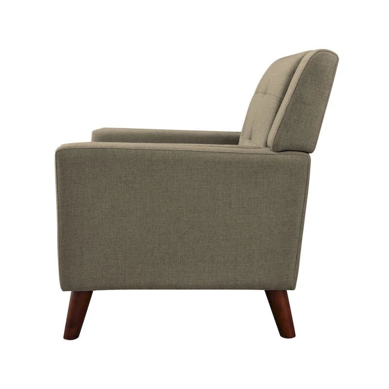 Fauteuil club capitonné Mid-Century Modern avec pieds en bois de bouleau