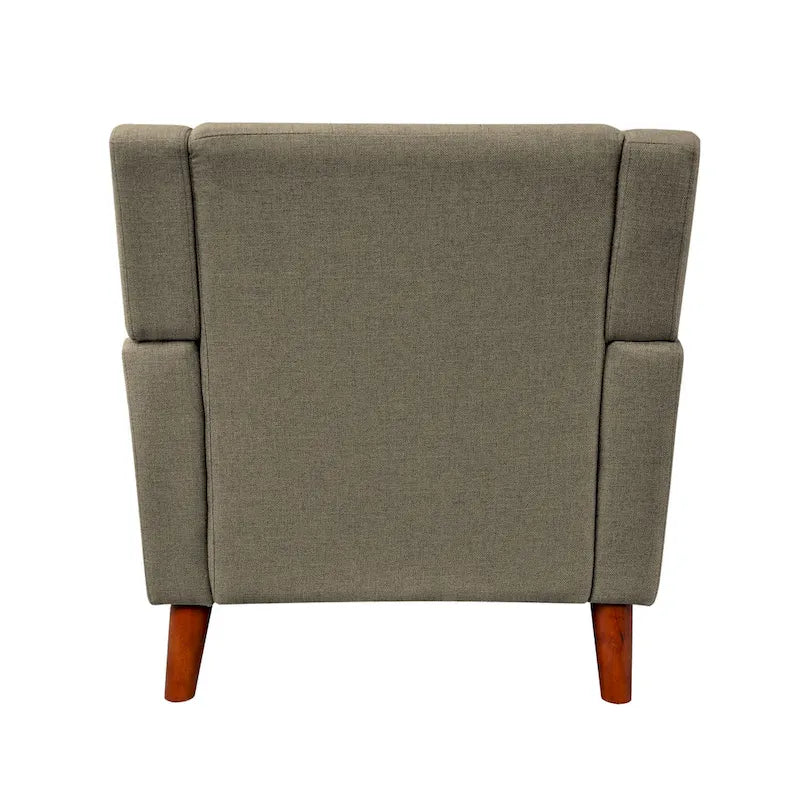 Fauteuil club capitonné Mid-Century Modern avec pieds en bois de bouleau