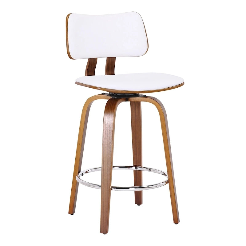 Tabouret de comptoir pivotant avec revêtement en tissu et pieds en noyer