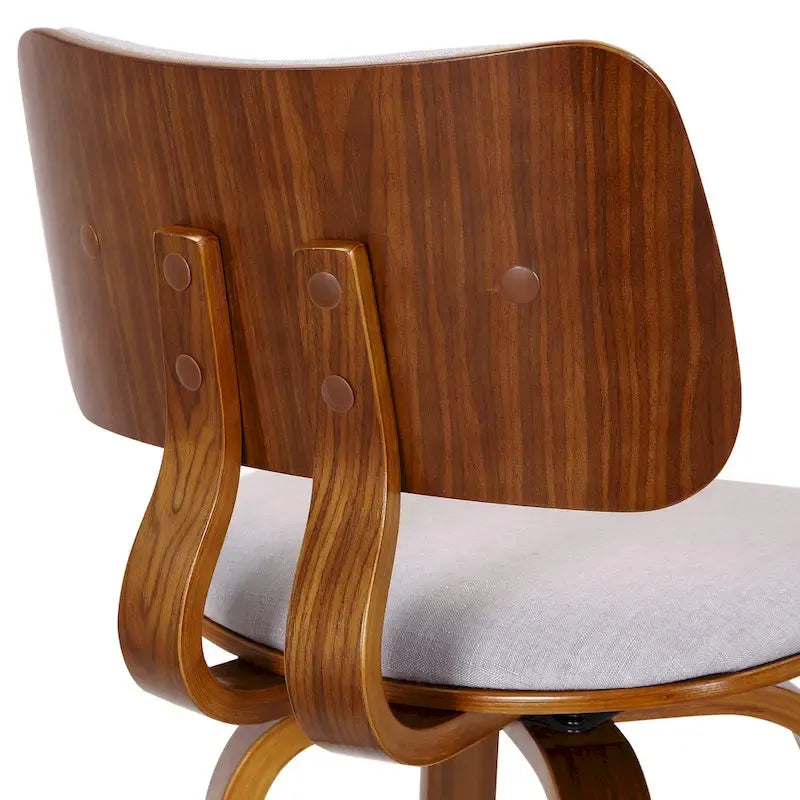 Tabouret de comptoir pivotant avec revêtement en tissu et pieds en noyer