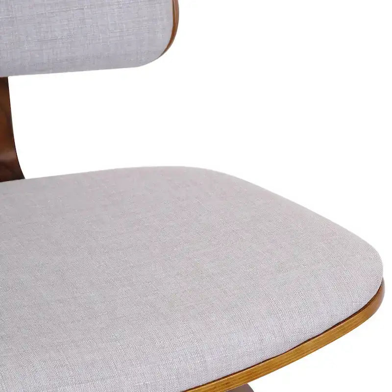 Tabouret de comptoir pivotant avec revêtement en tissu et pieds en noyer
