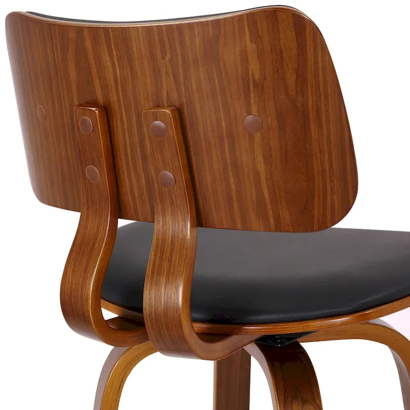 Tabouret de comptoir pivotant avec revêtement en tissu et pieds en noyer