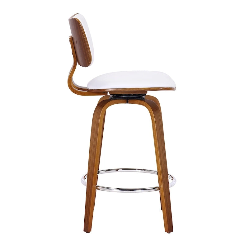Tabouret de comptoir pivotant avec revêtement en tissu et pieds en noyer